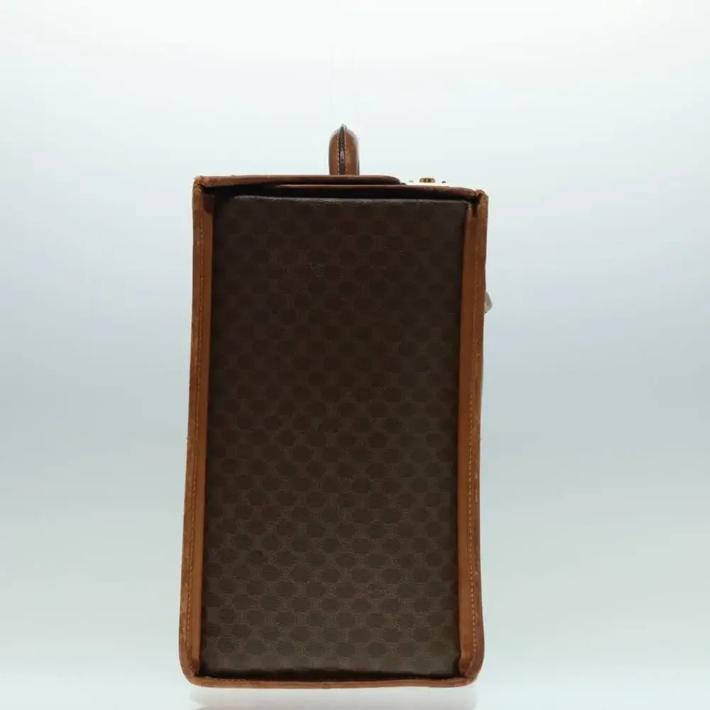 CELINE Macadam Canvas Trunk Pvc Leather Gold Brown